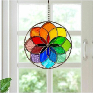 แผงหน้าต่างกระจกสีรุ้งแขวน Suncatcher Wall จี้เครื่องประดับ Gift