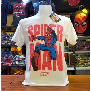 เสื้อยืดMarvel_ลิขสิทธิ์แท้ลายSpiderman.สีขาว(mvx01)