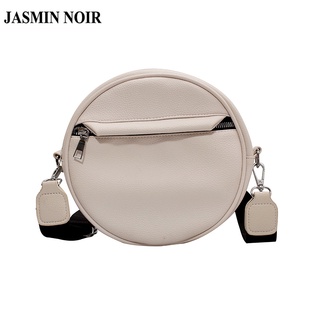 Jasmin Noir กระเป๋าสะพายข้าง หนัง PU ทรงกลม เรียบง่าย สําหรับผู้หญิง