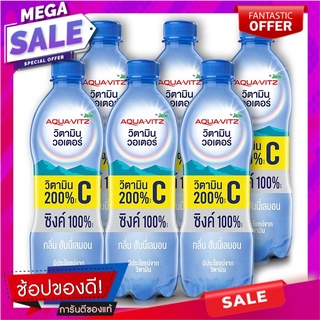 อควา วิตซ์ น้ำดื่มวิตามินซี+ซิงค์ กลิ่นฮันนี่เลมอน 320 มล. x 6 ขวด Aqua Vitz Vitamin C+Zinc Water Honey Lemon 320 ml x 6