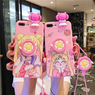 OPPO A53 2020 A12 A12e A52 A92 A5 2020/A9 2020 F11 Pro A5 A3S F9 / F5 F7 /A5S A7 /A83 F1S/ A57 A39 Sailor Moon doll&amp;Lanyard Case