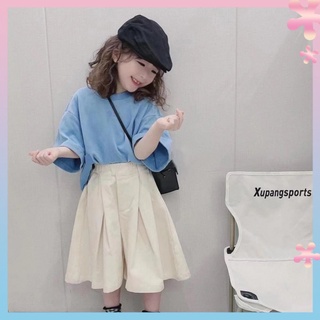 Korean Spring and Summer Girls Internet Celebrity Fried Street JK Suit Japanese College Style Simple T-shirt Pleated Pantskirt Two-Piece Suit