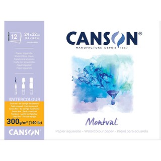 Canson(แคนสัน) สมุดมอลวัลยึดกาวด้านข้าง หนา 300g ขนาด 24×32 ซม. ผิวกึ่งหยาบ บรรุจ 12 แผ่น C200 807 319