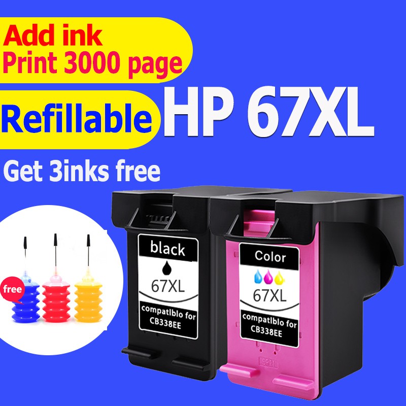 hp 67xl หมึก hp 67 ดำ hp67xl ตลับหมึกรีฟิลใช้ได้กับ hp 2333 2700 2724 2725 2722 2723 2752 2755 2330 