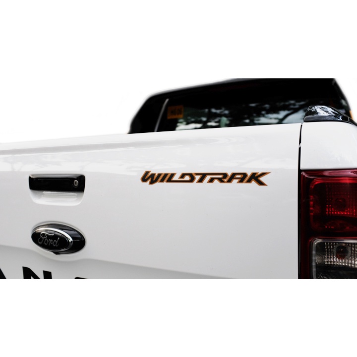 สติ๊กเกอร์"sticker WILDTRAK ติด Ford Ranger 2021 สีเทาดำขอบส้ม 1 ชุด 3 ชิ้น " มีบริการเก็บเงินปลายทาง