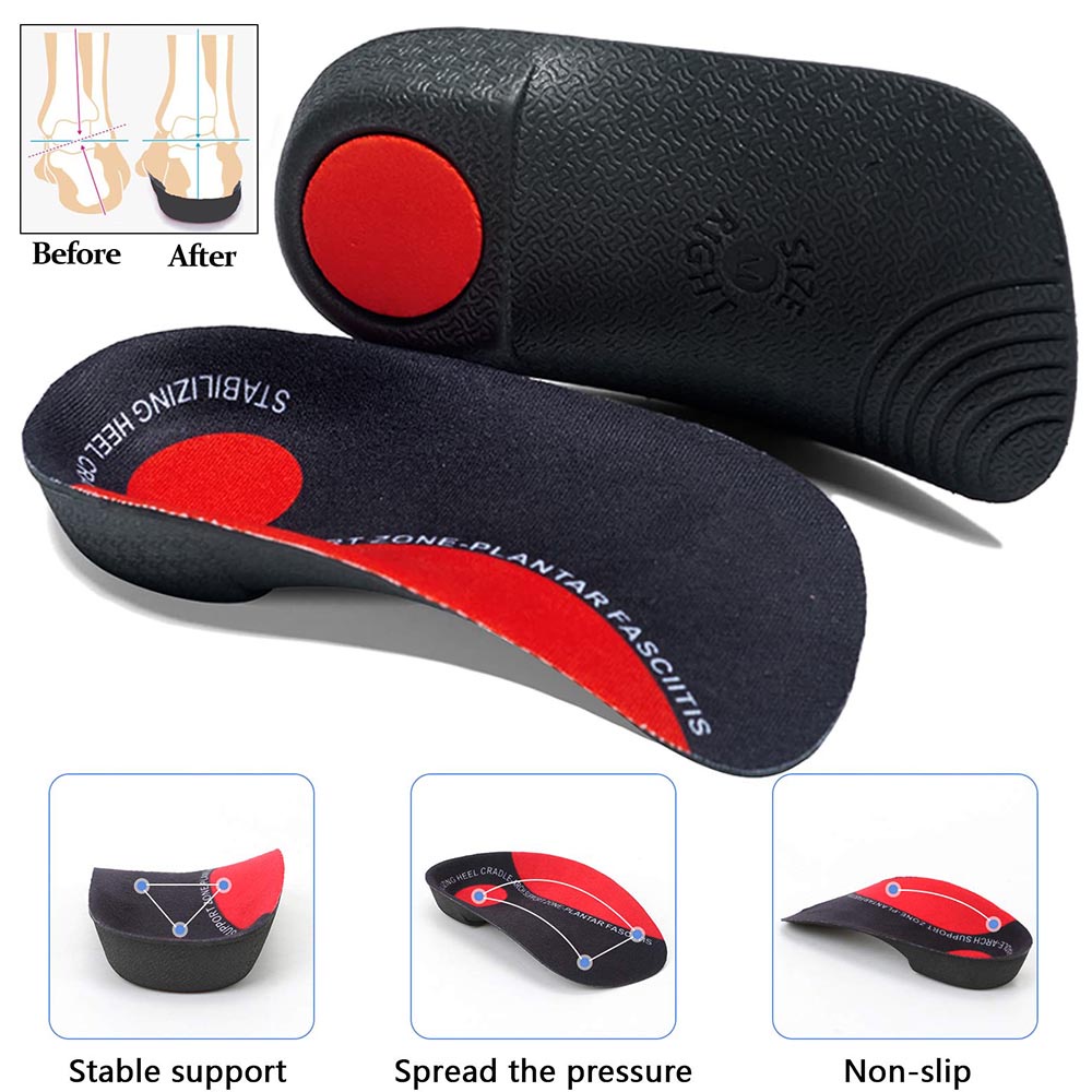 Arch สนับสนุนเท้าแบน Insoles EVA 3/4 Orthotic Insert Orthopedic รองเท้า Insoles ปวดส้นเท้า Plantar Fasciitis Unisex