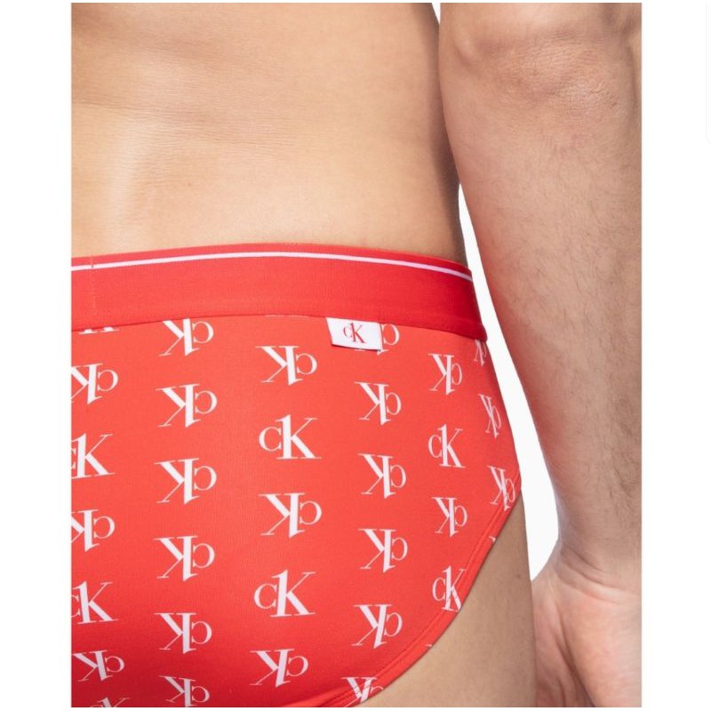 Calvin Klein กางเกงในชาย ลายปริ้นท์ สีแดง