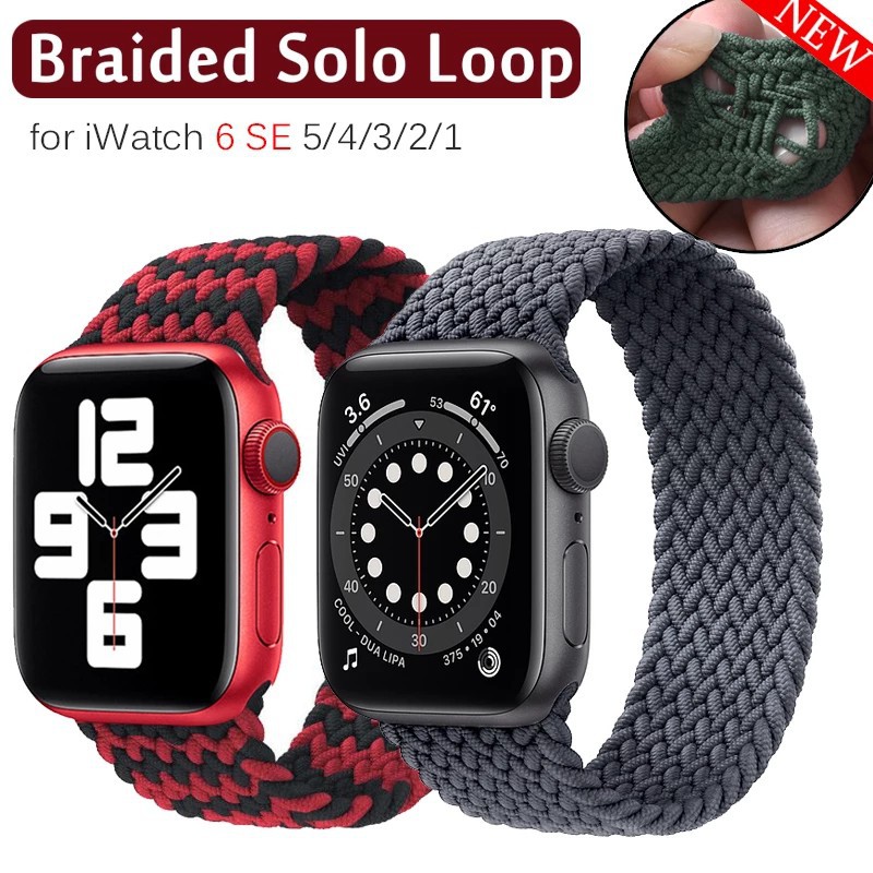 band สาย▼☎2020 Braided Solo Loop สายผ้าไนลอนสำหรับ Apple Watch band 44 มม. 40 38 42 สร้อยข้อมือสำหรับ iWatch Series 6