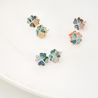 AR-Kang Collection***ต่างหู Abalone, White Cz AAAAA (เงินแท้92.5%)