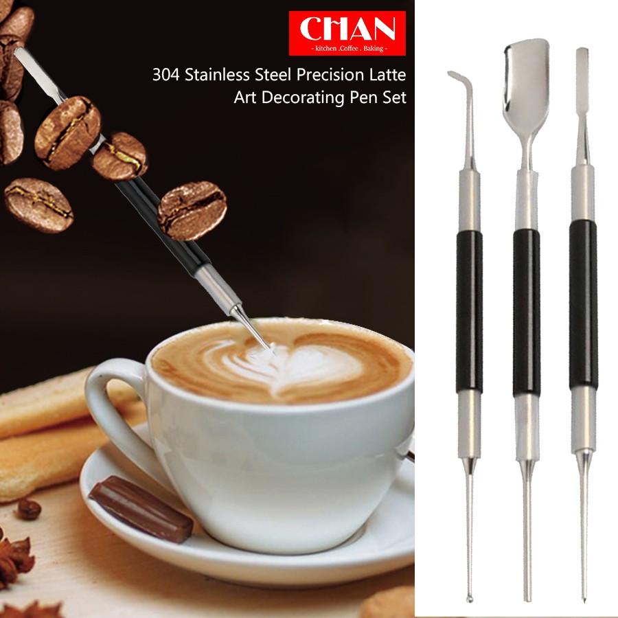 Set Coffee Latte Needle Coffee Art Pen Coffee Supplies Seis Funciones Para El Hogar 3Pcs 
