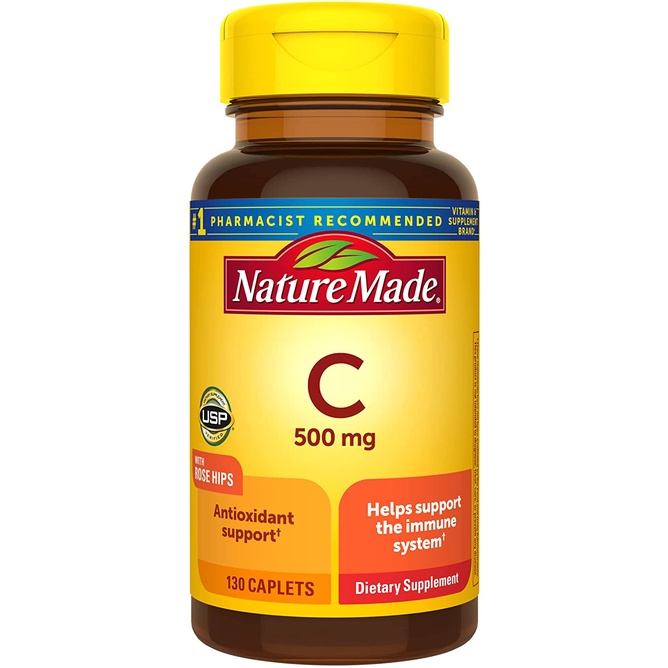 [ของแท้ 100%] NATURE MADE VITAMIN C 500 mg WITH ROSE HIP 130 CAPLETS