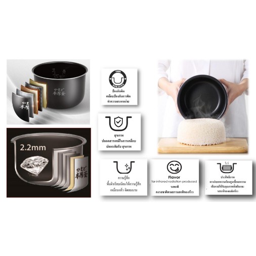 (มีสต๊อกพร้อมส่ง) TOSHIBA หม้อหุงข้าวดิจิตอล รุ่น RC-T18DR2 ความจุ 1.8 ลิตร