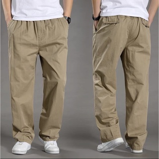 【COD】กางเกงขายาวผู้ชายฤดูร้อนลำลองหลวมพลัสไซส์กางเกง เอวยืด  cargo pants  M-5XL