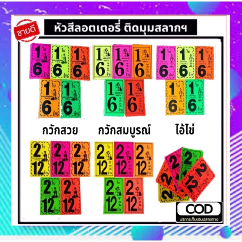 พร้อมส่ง หัวสีลอตเตอรี่ ชุด 2 ใบ 12 ล้าน โบติดสลากกินแบ่งรัฐบาล ใบปะหน้าสลากกินแบ่งรัฐบาล tag lottor