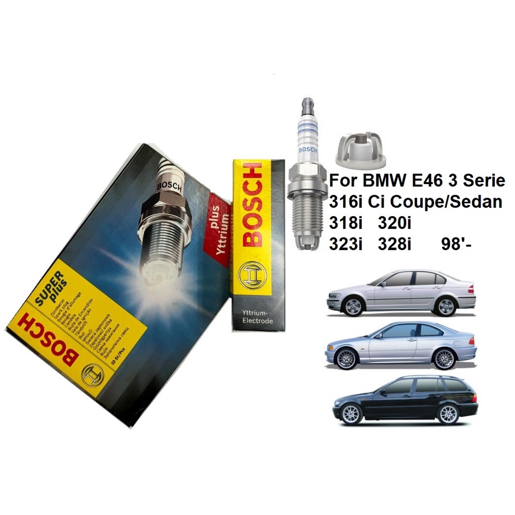 หัวเทียนนิกเกิล FR7LDC + Bosch 0242235668 Super Plus BMW E46 3 Series 316 318 320 323 328