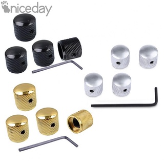 #NICEDAY-4 X Black Barrel Knob for Bass/Telecaster Guitars Domed Knurled Volume Tone Knob  readystock hot sale 2021 new