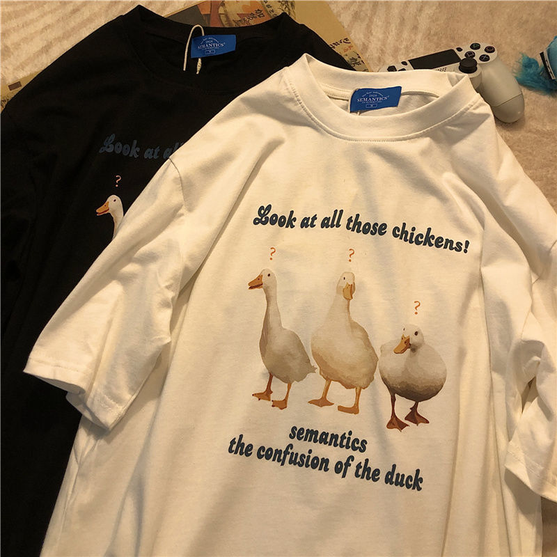 Dahong 💖เสื้อยืดแขนสั้นสไตล์เกาหลีนักเรียนหญิงเสื้อย้อนยุคทุกตัว  oversized#2274