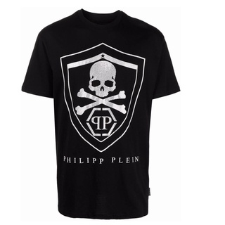 เสื้อยืดแขนสั้น พิมพ์ลายโลโก้ Philipp Plein สําหรับผู้ชาย