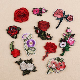 แผ่นผ้าพิมพ์ลายดอกไม้ diy applique 11 ชิ้น