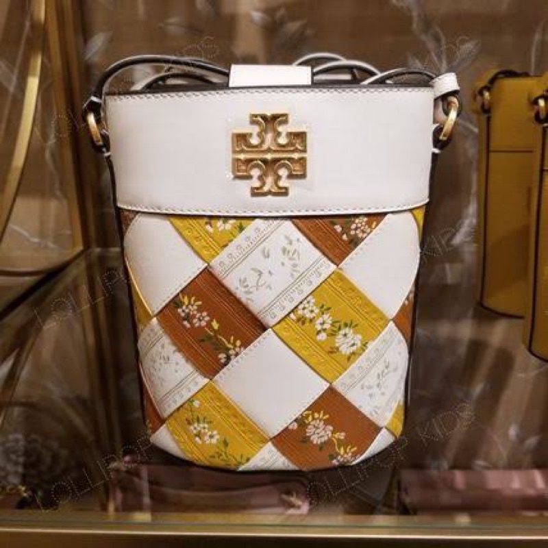 Tory Burch Britten Woven Bucket Shoulder Bag in French Vine Ribbon Multi  Leather | Shopee Thailand