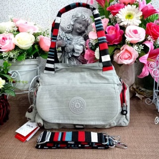 🐝 KIPLING FELIX LARGE HANBAG BAG (BELGIUM SHOP)  🐝กระเป๋าถือและสบายข้าง สีเทา