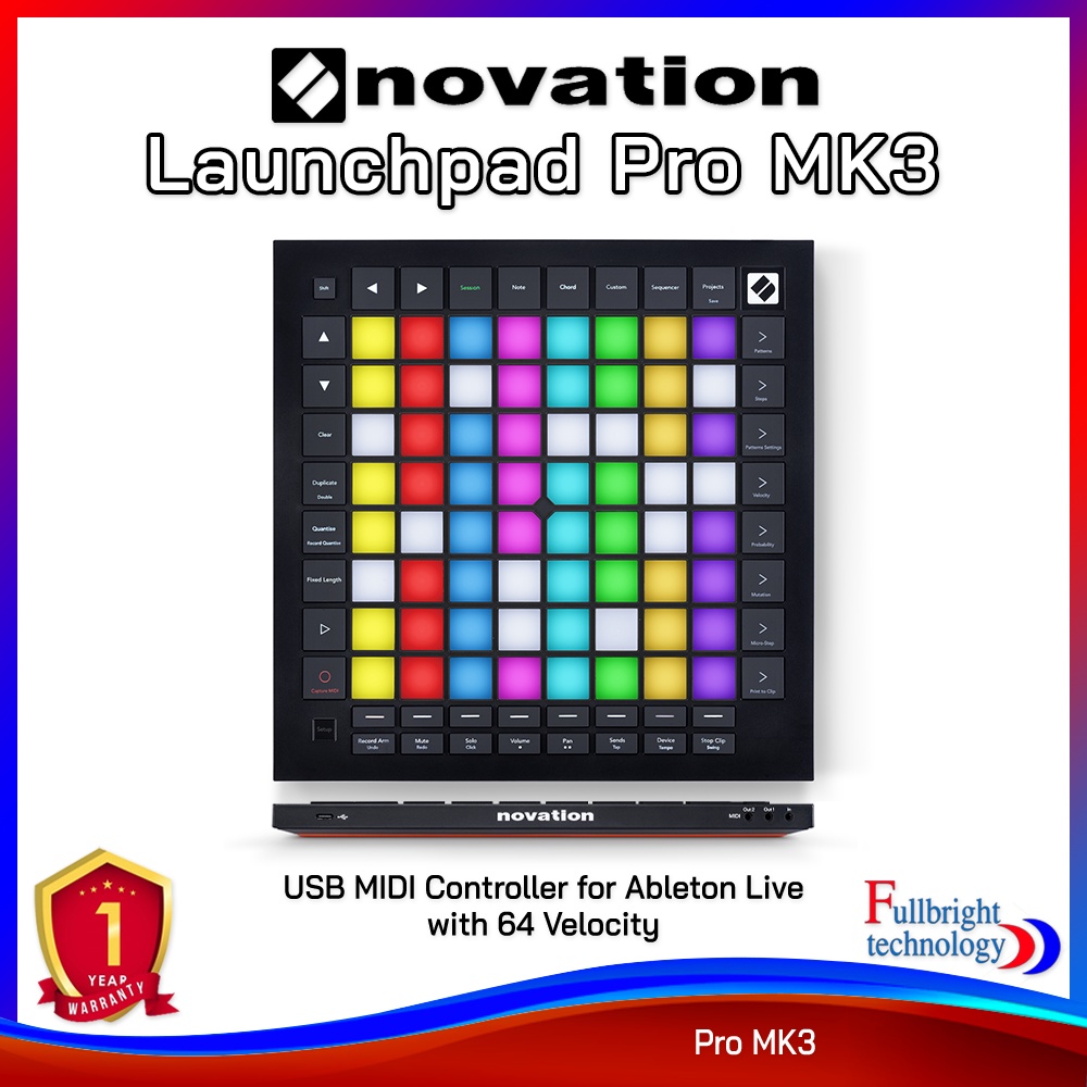 Novation Launchpad Pro MK3 USB MIDI Controller for Ableton Live with 64 Velocity