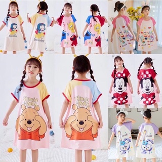 🔥พร้อมส่ง🔥ชุดนอนเด็กผู้หญิงลายการ์ตูนทรงกระโปรง2022ใหม่ล่าสุด100cm-150cm เนื้อผ้านิ่มใส่สบาย