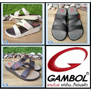 GAMBOL (แกมโบล) รองเท้าแบบสวมผู้หญิง GW42144 Size 36-39 ดำ,น้ำตาล