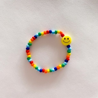 พร้องส่ง‼️ Smiley with rainbow bracelet 🌈 กำไลลูกปัดเอ็นยืด เป็นสินค้าhandmade