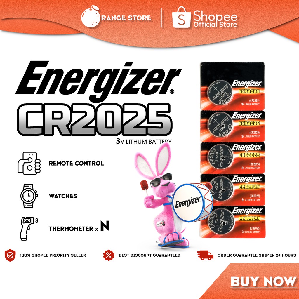 Energizer CR2025 Batteries 3V Lithium Coin Bateri (For Remote Control ...