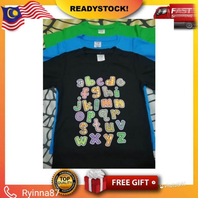 Readystoks เสื้อยืดแขนสั้น A to Z