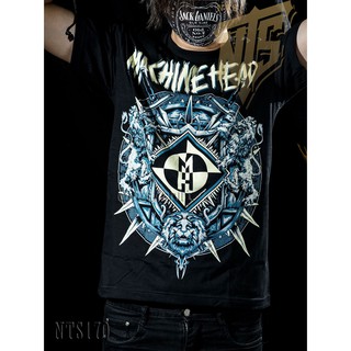 ผ้าฝ้าย 100%​ 170 Machine Head เสิ้อยืดดำ เสื้อยืดชาวร็อค เสื้อวง New Type System  Rock brand Sz. S M L XL XXLS-3X