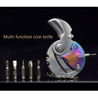 Camping ผู้ชายต้องซื้อ!ไขควงซ่อมมินิ!Creativity Coin screwdriver Pocket knife stainless steel repair tool แว่นตา นาฬิกา