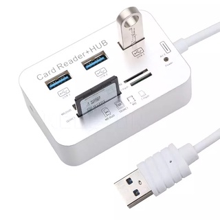 Mini USB 3.0 HUB + เครื่องอ่านการ์ดความเร็วสูง USB HUB พร้อม MS/SD/M2/ TF Card Reader 3 พอร์ต USB Splitterสำหรับแล็ปท็อป