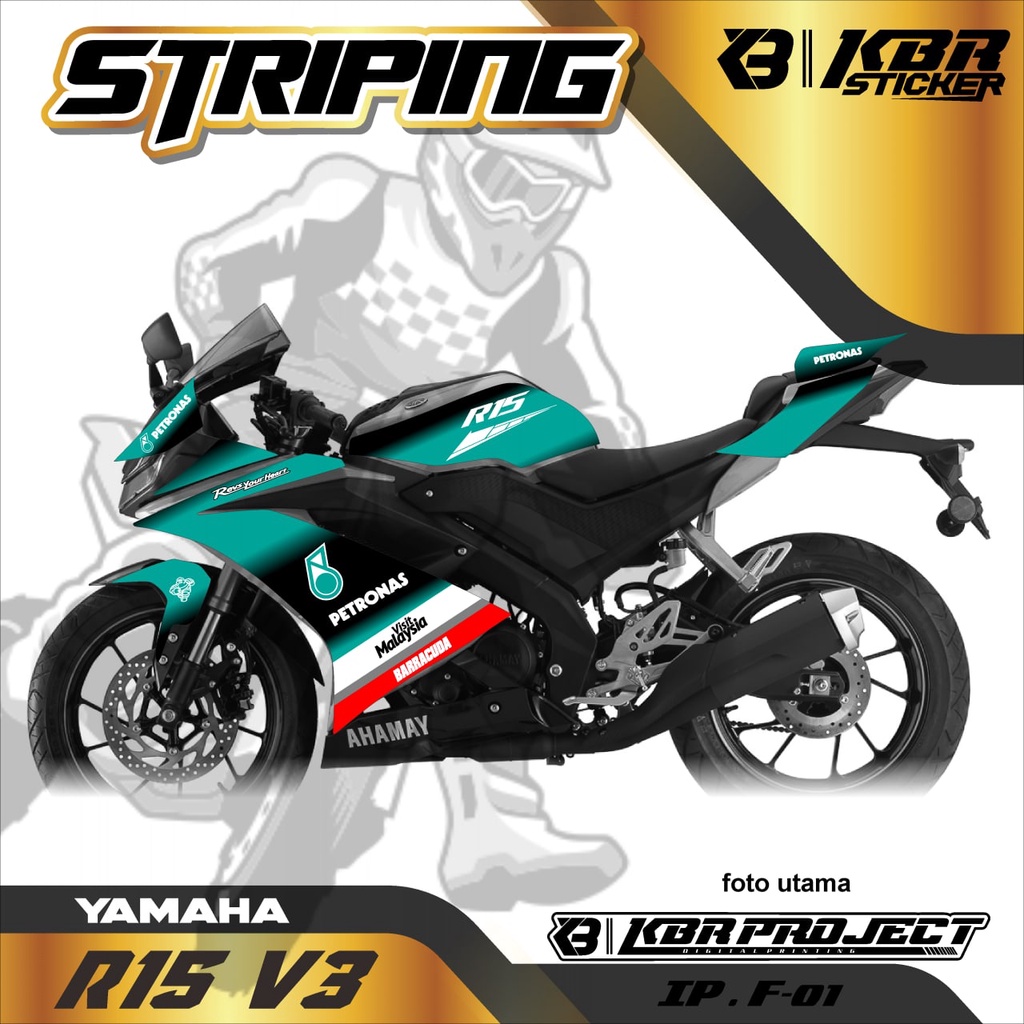 R15 V3 สติ๊กเกอร์ติดมอเตอร์ไซค์ - Striping R15 V3 - ออกแบบใหม่ล่าสุด PETRONAS.01