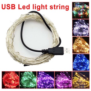 สายไฟหิ่งห้อย LED 20 ดวง 2 ม. สีเงิน กันน้ํา ชาร์จ Usb สําหรับตกแต่งบ้าน คริสต์มาส งานแต่งงาน ปาร์ตี้