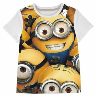 HM663 เสื้อ ลาย Minions (สำหรับเด็กอายุประมาณ 4-10 ปี) ผ้ายืดแขนสั้น