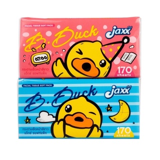 Jaxx B Duck แจ๊กซ์ บีดั๊ก กระดาษทิชชู่เช็ดหน้า เนื้อขาว 165แผ่น คละลาย