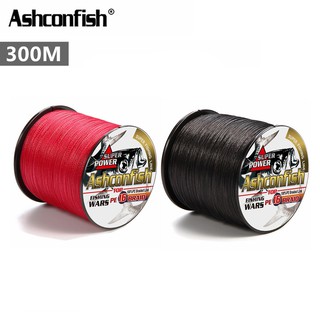 Ashconfish สายเอ็นตกปลา PE แบบถัก 16 เส้น 300 เมตร X16 สีดํา สีแดง