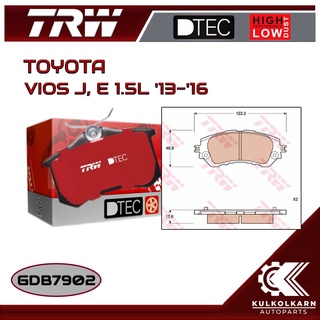 ผ้าเบรคหน้า TRW สำหรับ VIOS J, E 1.5L 13-16 (GDB7902)