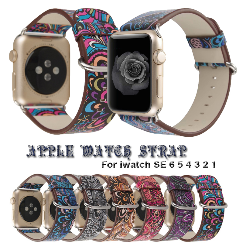 สายนาฬิกาข้อมือสายหนังสําหรับ Apple Watch 6 SE 5 4 3 2 1 38 มม. 40 มม. 42 มม. 44
