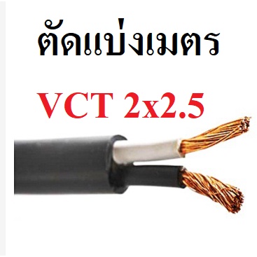 10เมตร สายไฟอ่อน ดำ VCT 2ไส้ 2x2.5 ทองแดง2แกน ต่อเมตร สายไฟตัดแบ่งเบอร์2.5 สำหรับไฟหนัก