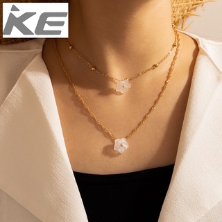 Necklace Jewelry Simple Japanese and Korean Beaded Acrylic White Flower Double Necklace for gi