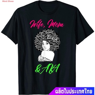 เสื้อยืดคอกลมเสื้อยืดแขนสั้น Wife Mom &amp; AKA Alpha Kappa AKA Sorority Paraphernalia T-Shirt Mens Womens T-shirtsS-3XL