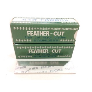 ใบมีดขนนก หน้าเดียว (1กล่อง/12ใบ) FEATHER-CUT ของแท้100% #ใบมีดกันคิ้ว