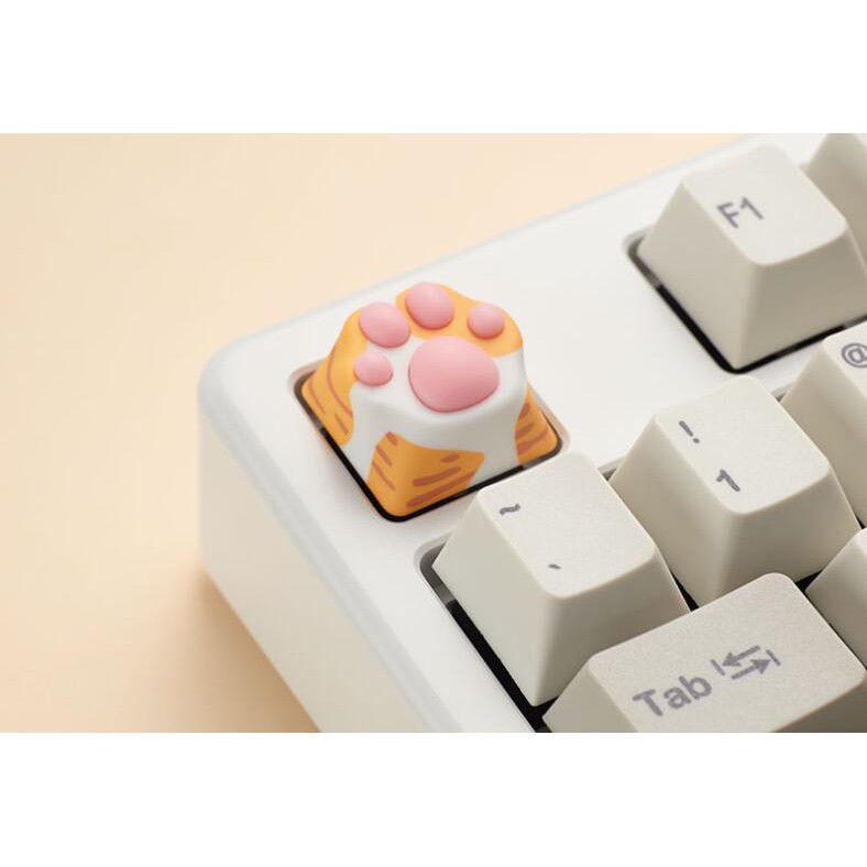 ปุ่มคีย์แคปโลหะลาย อุ้งเท้าแมว Cat Paw Keycap ตรงอุ้งเท้าทำมาจากยางซิลิโคน ปุ่มคีย์บอร์ด สำหรับ Mechanical Keyboard