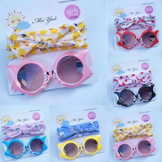 แว่นตาเด็ก แว่นกันแดดเด็ก แว่นแฟชั่นเด็กChildrens Hair Band Sunglasses Cartoon Sunglasses Two-Piece Set