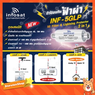 INFOSAT ตัวป้องกันฟ้าผ่า INF-5GLP 5G Filter &amp; Lighting Protector 2in1