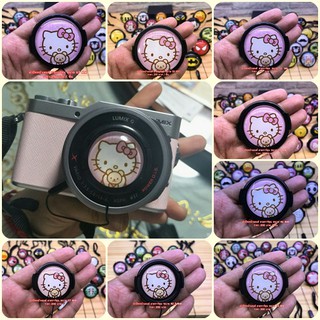 ฝาปิดหน้าเลนส์ ลายการ์ตูน คิตตี้อุ้มหมี ขนาด 37 - 67 mm