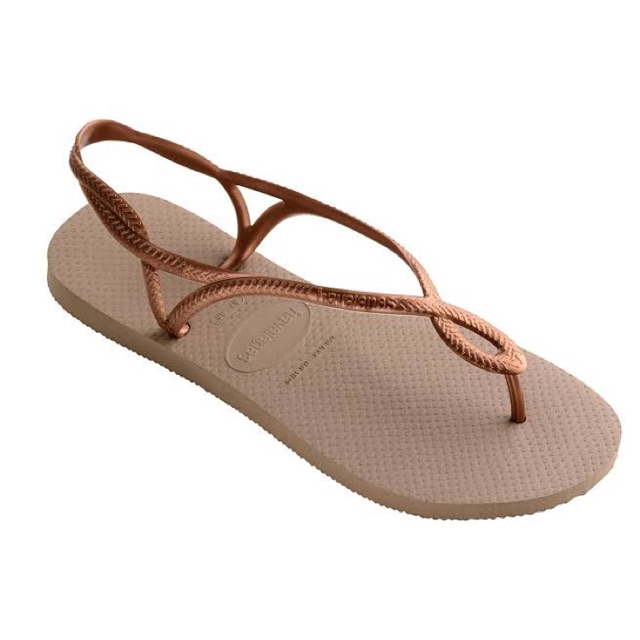 ราคาถูก Havaianas แท้ รองเท้าแตะ รัดส้น รุ่น Lunar สี rose gold